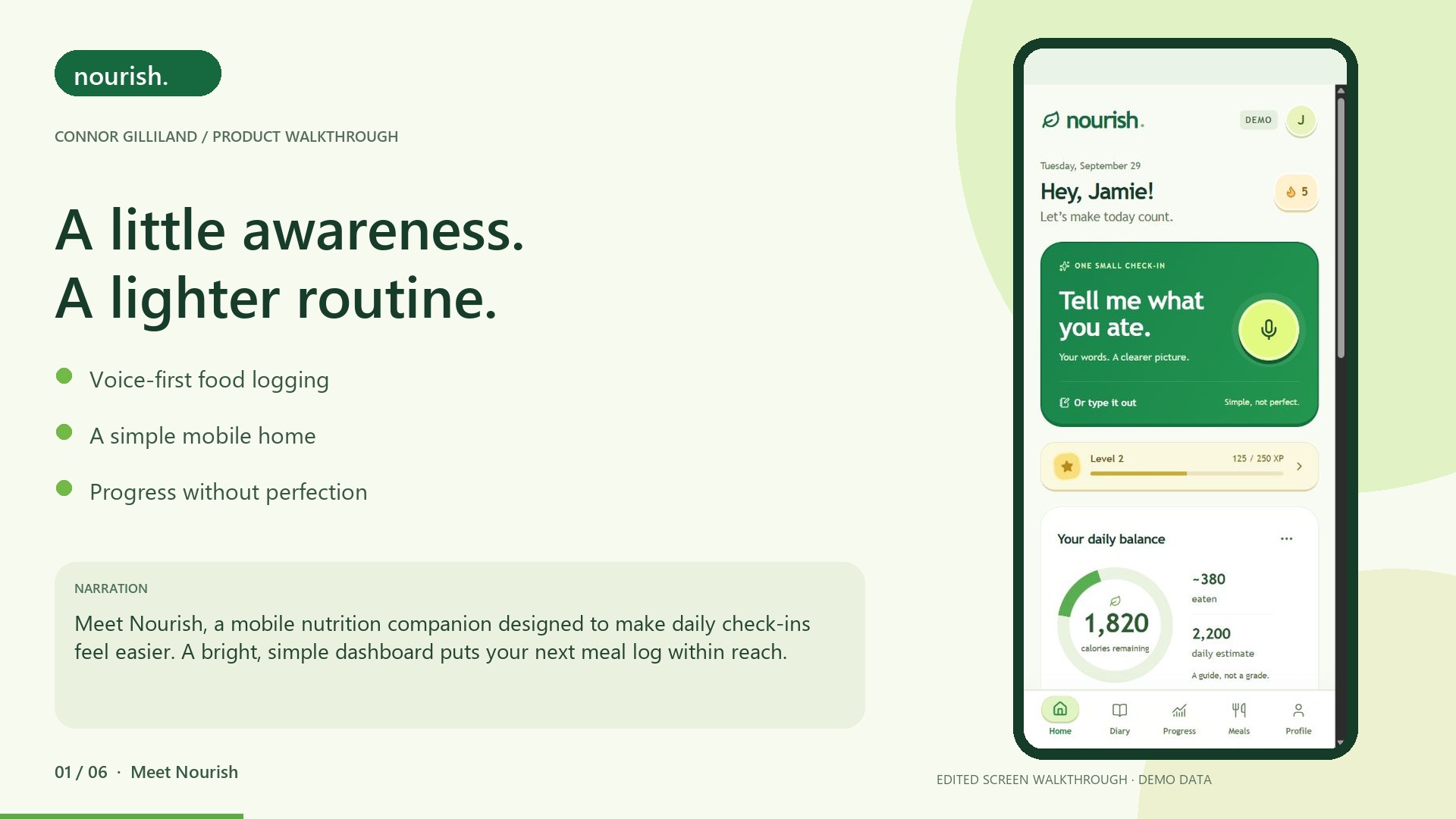 Nourish current interface