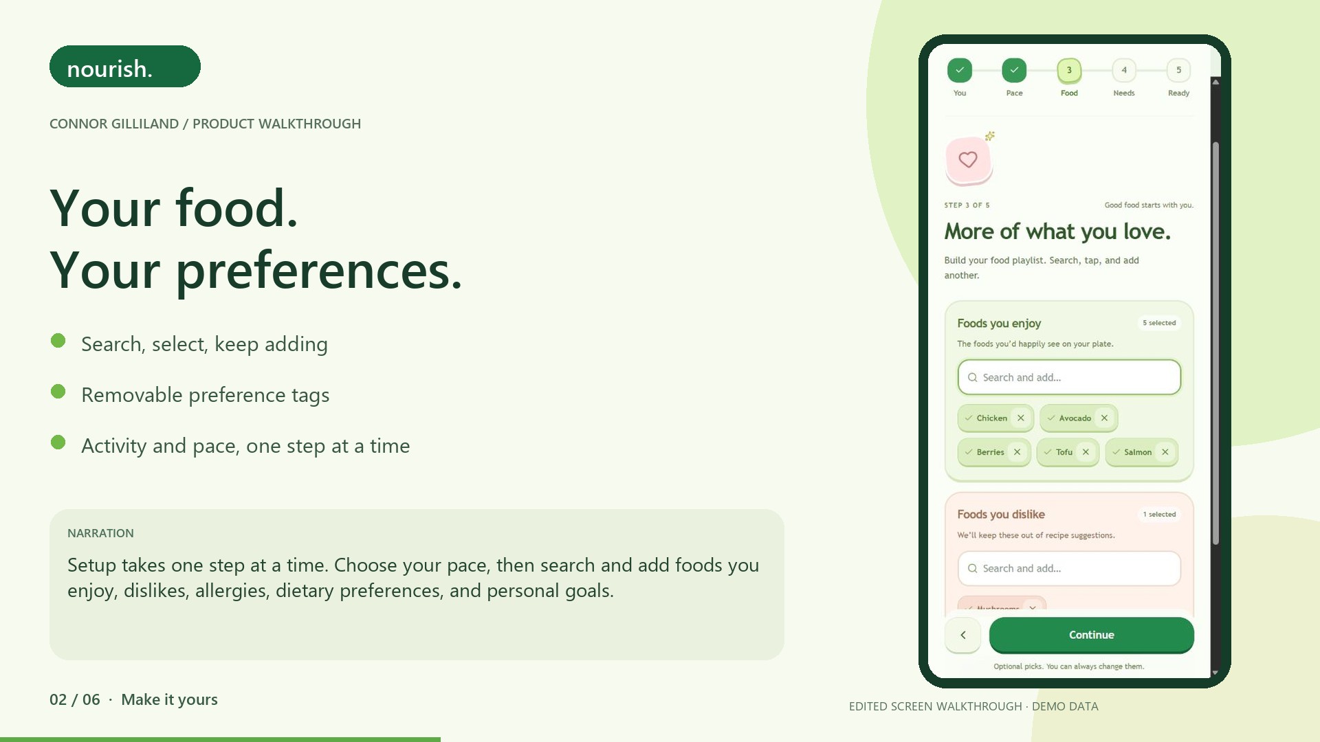 Nourish — My role & approach