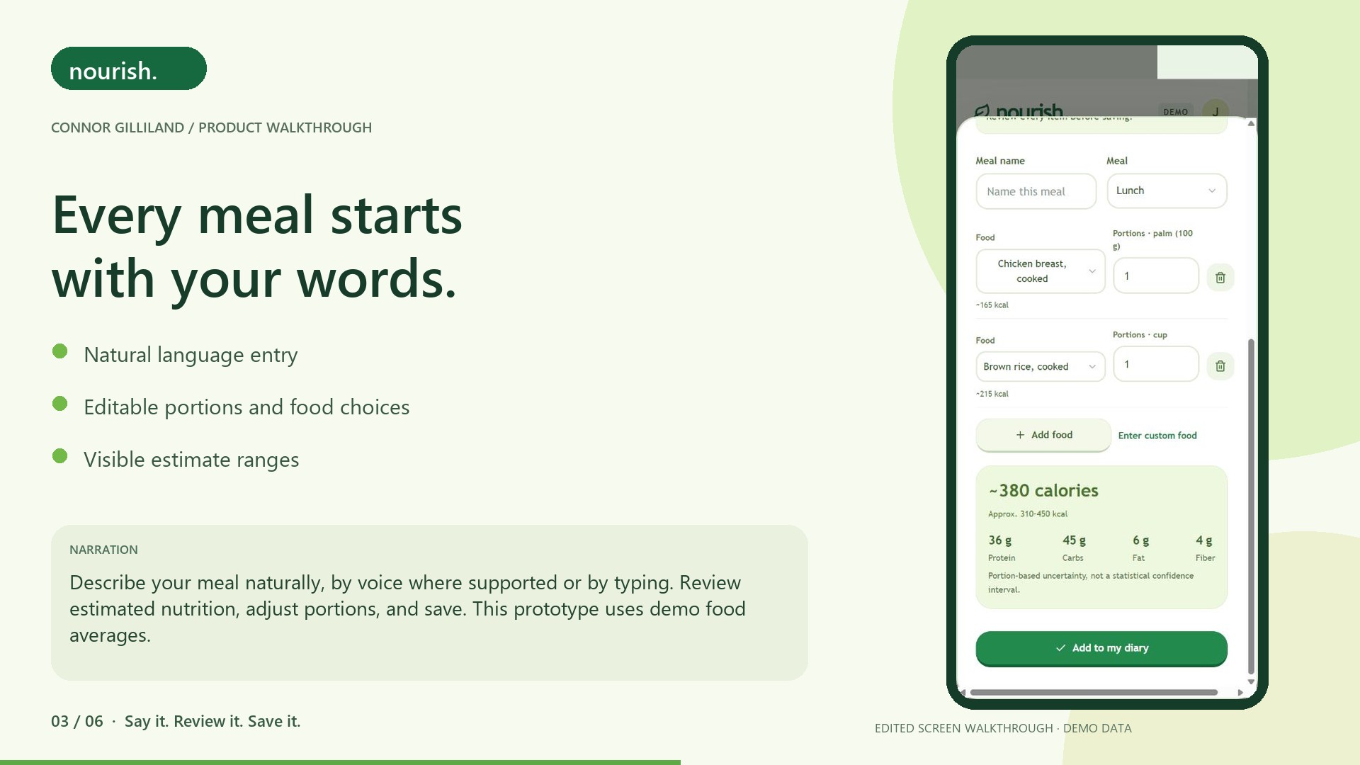 Nourish — Solution & key workflows